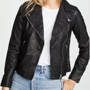 Madewell Washed Leather Black Motorcycle Biker Jacket Size XS NWOT Never Worn